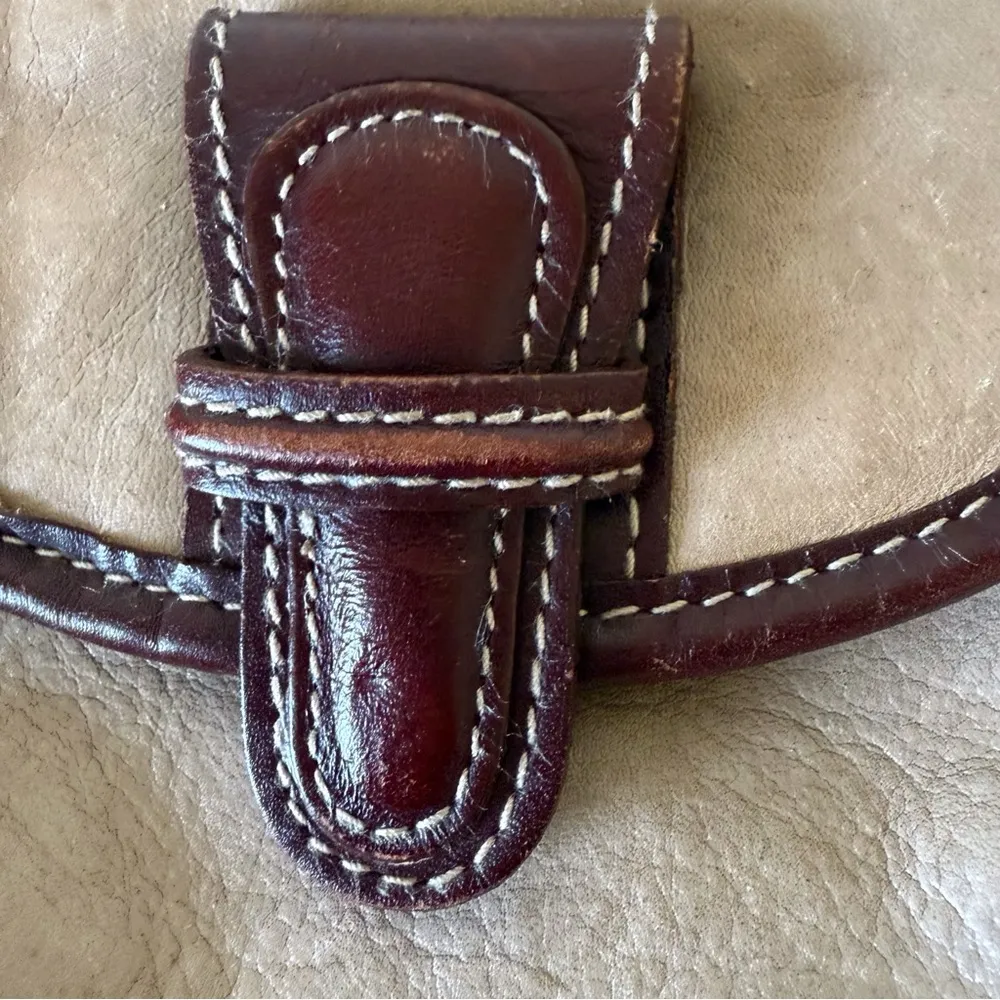 Tignanello Mini Crossbody Leather Purse Bag Handbag Classic Beige Brown Tan - Image 5