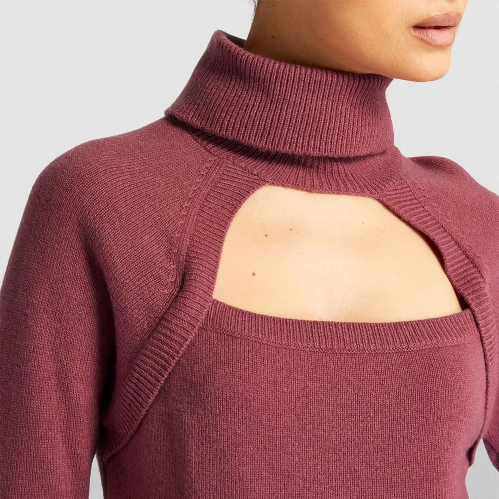 Paige Cherise Cut-Out Rollneck Sweater in Raspberry Mousse Size S NEW w/Tag $249 - Image 6
