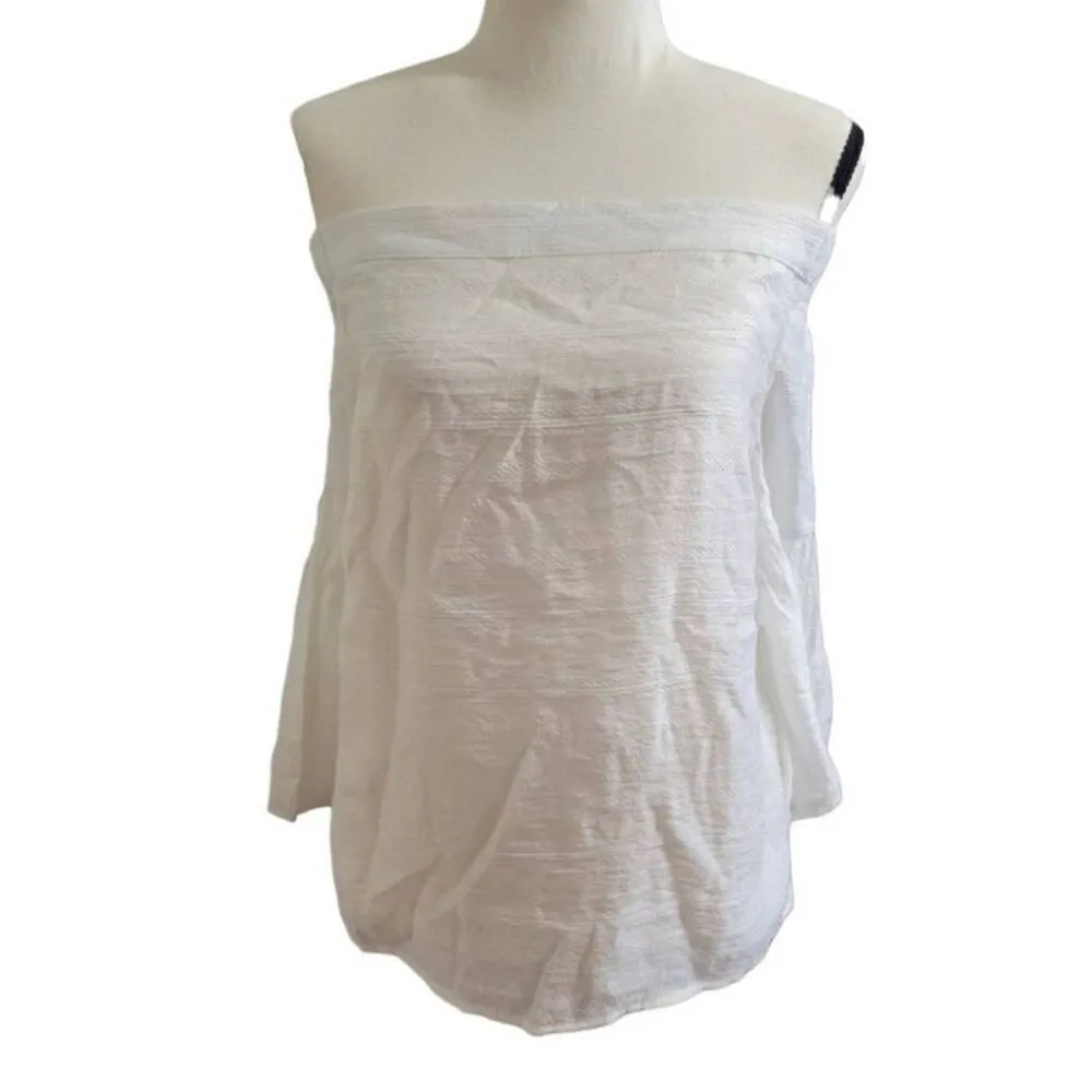 1. STATE Sz L Off the Shoulder White Blouse With Bell Sleeves New - Image 2