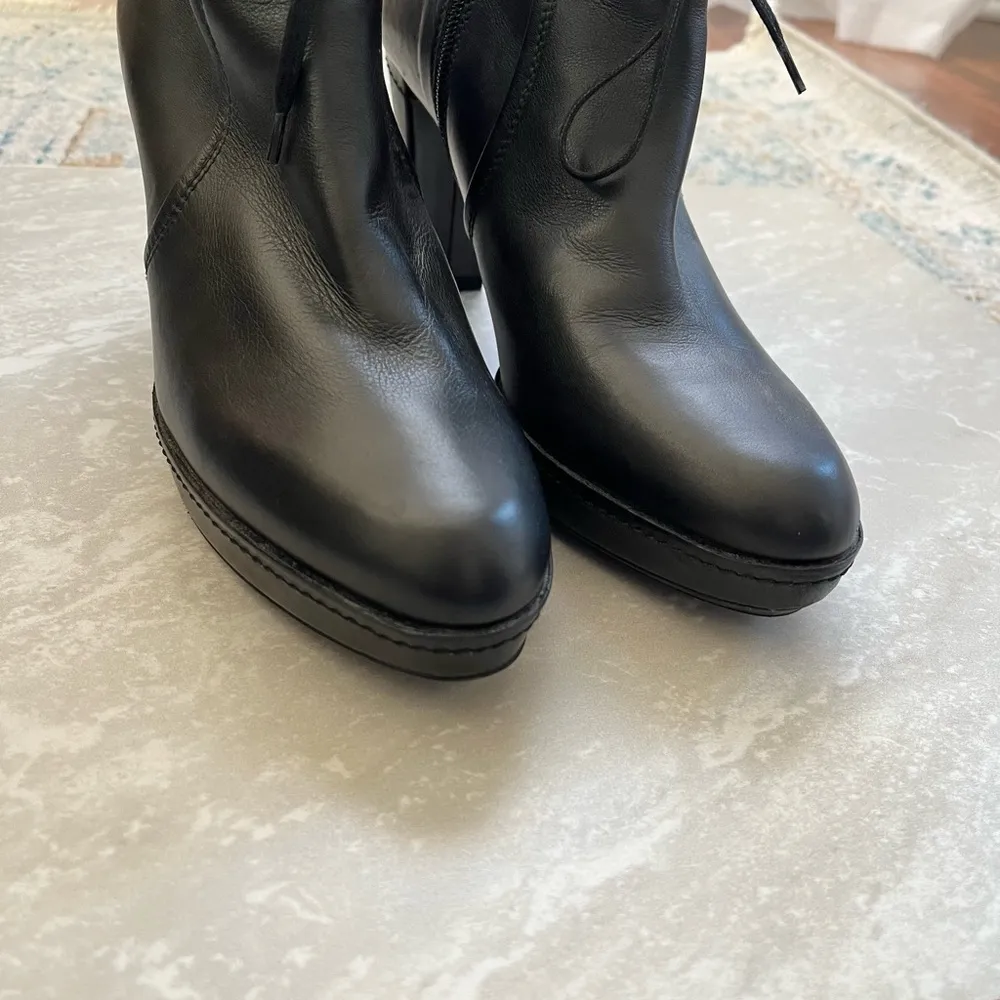 [Stuart Weitzman] Black Leather Ankle Moto Boots - Image 5
