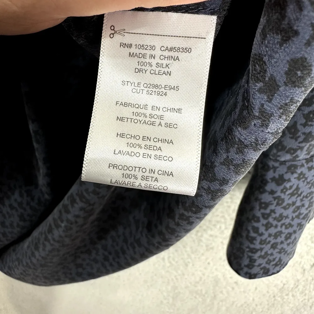 Equipment Femme Cadence Shift Dress Women Small Blue Geometric Silk Long‎ Sleeve - Image 5