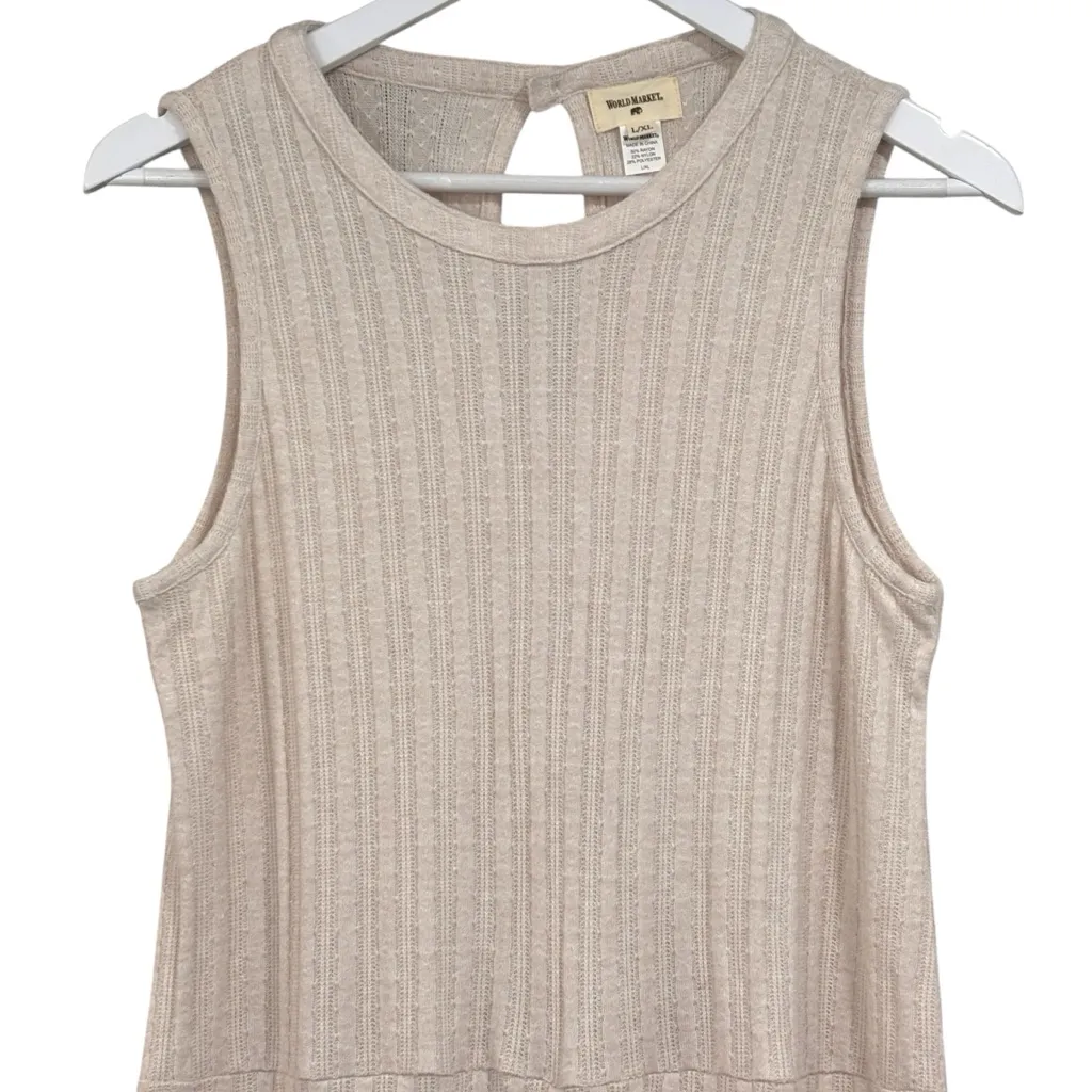 World Market Ivory Sleeveless Knit Cropped Jumpsuit Women’s Size L/XL - Image 3