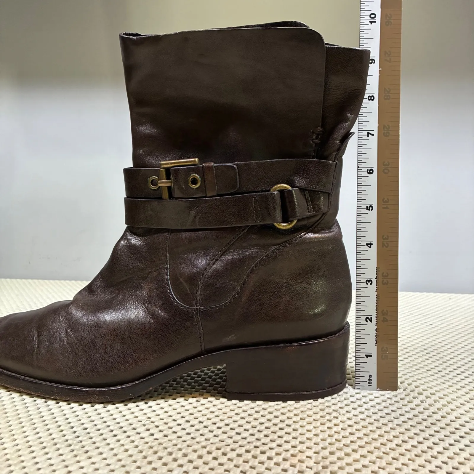 Coach Jesika Womens Brown Leather Ankle Boots Buckle Strap Moto‎ Biker Casual 9B - Image 8