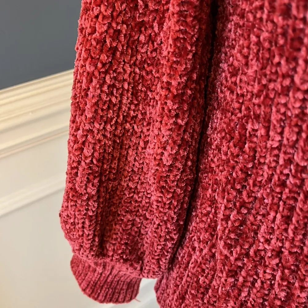 Cozy Rich Chenille Plush Cowl Neck Sweater Womens Medium Rust - Image 7