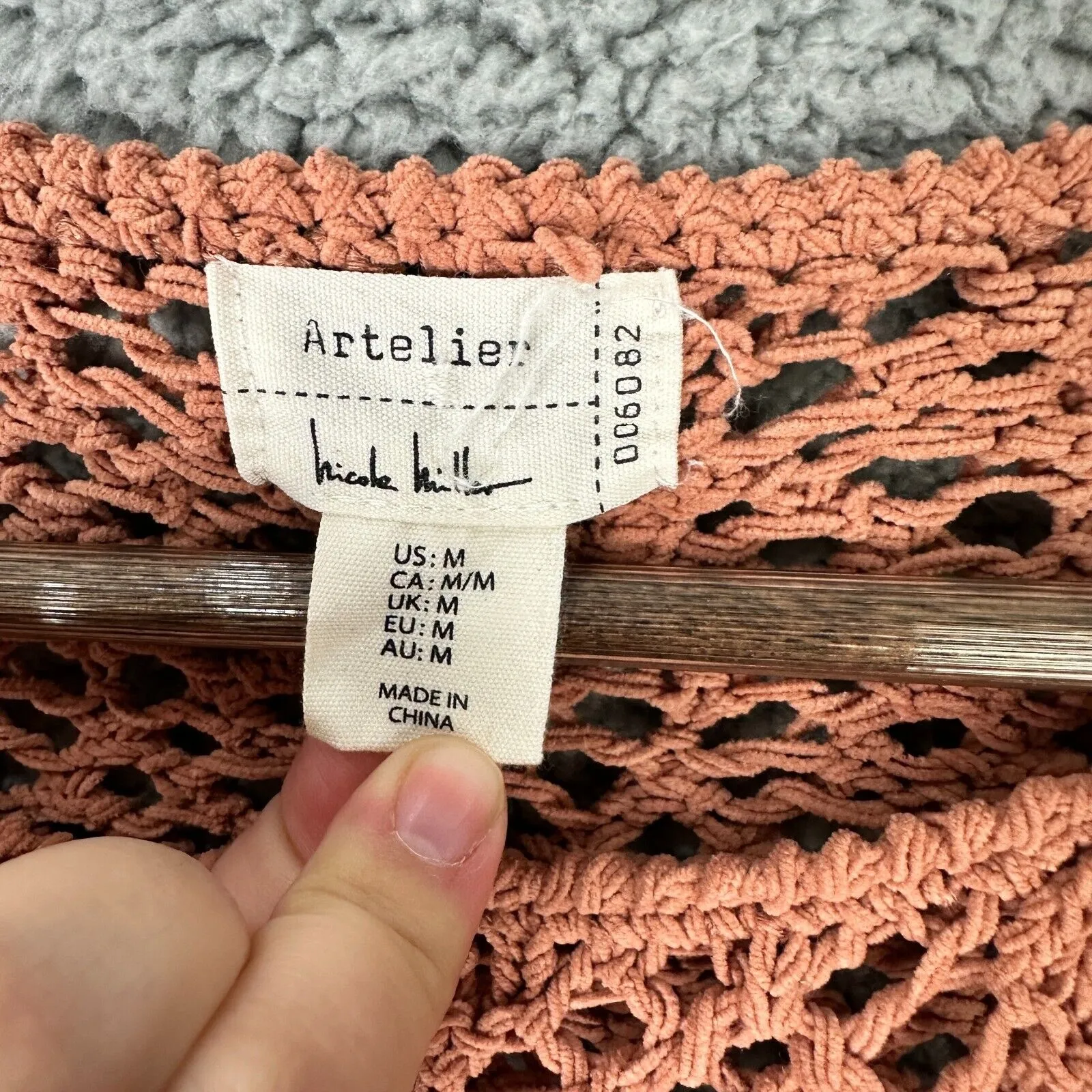 Artelier Nicole Miller Sweater Women‎ M Rust Open Knit Pullover Coastal Boho - Image 2