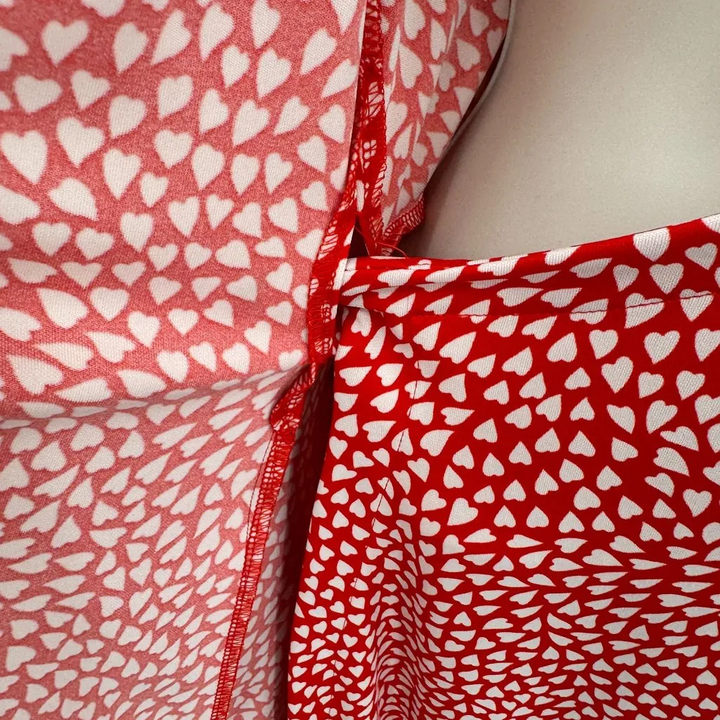 Ann Taylor Wrap Dress Womens 6 Red White Polyester Valentine's‎ Heart Print NEW - Image 7