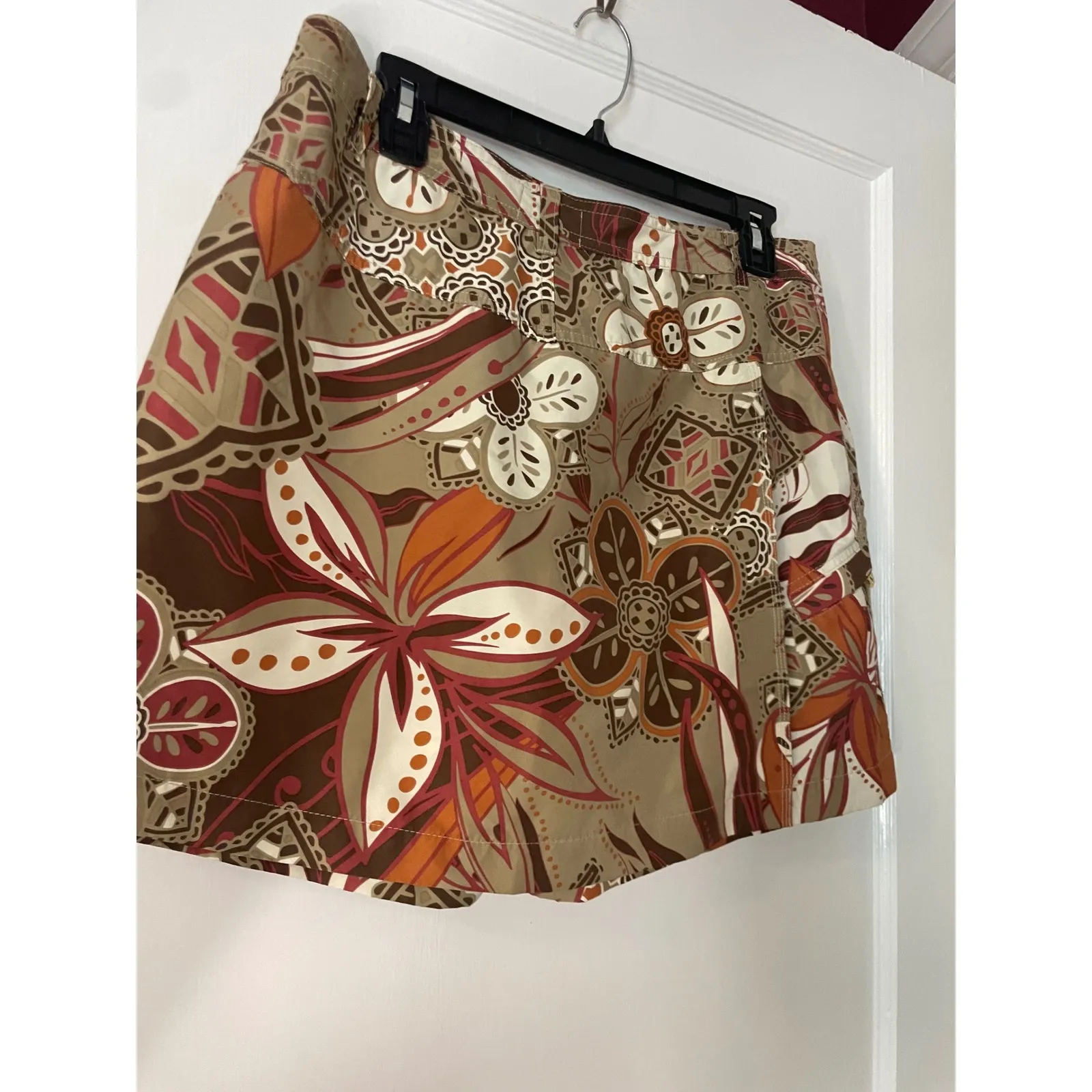 Aventura Striped Skirt skirt Brown, Cream, Floral, Geometric Pattern, Size 8‎ Brown - Image 3