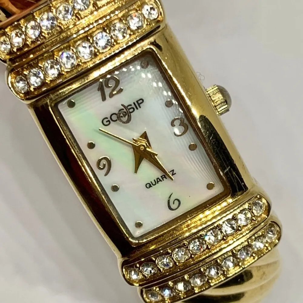 Gossip women watch 18mm quartz analog gold tone cuff bracelet size 6.5” running - Image 2
