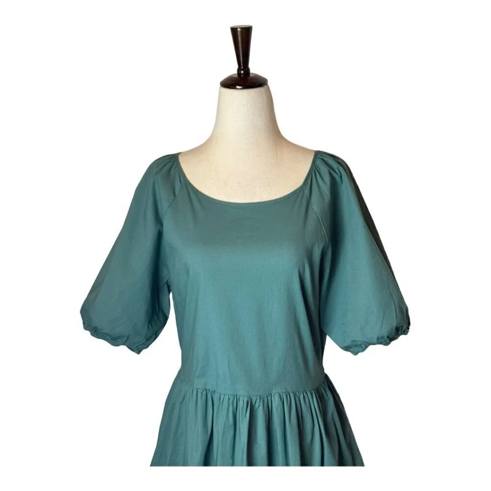 Peter Som Collective Dress Womens 12 Green Puff‎ Sleeve Tie Fit And Flare Mini - Image 5