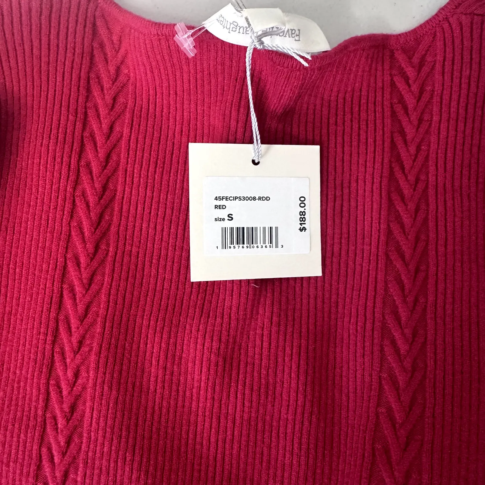 NWTFavorite Daughter Take Me Somewhere Red Cable Knit Sweater Size Small - Image 6