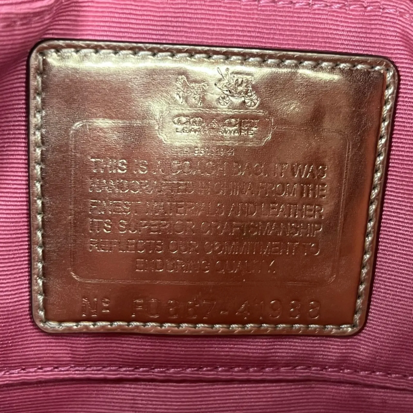 COACH Signature Wristlet Logo Leather Mini Bag Y2K Tan Brown - Image 9