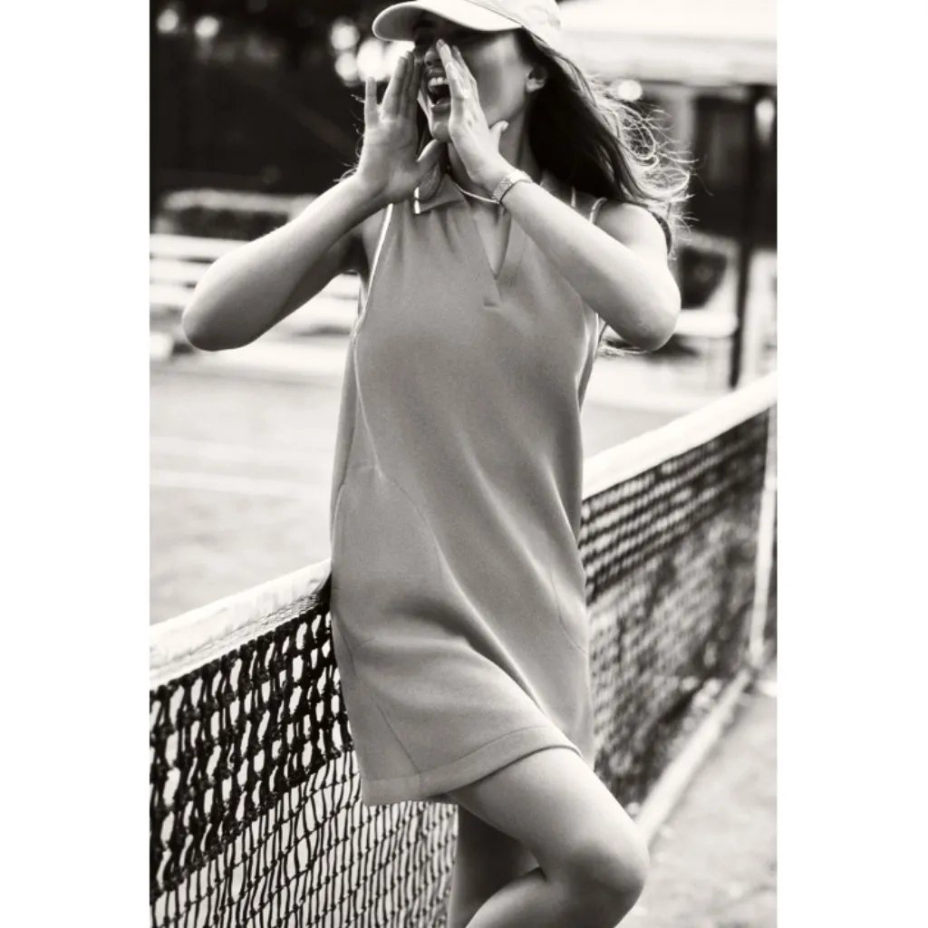 Spanx AirEssentials Pique Polo Tank Dress Poppy Orange White Preppy Tennis Mini - Image 2