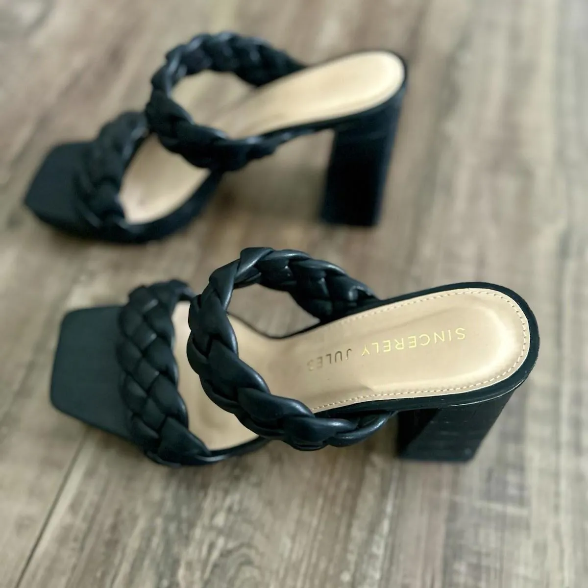 Sincerely Jules Sandals Black Aurora Braided Women 9 Block Heel Slip On Platform - Image 6