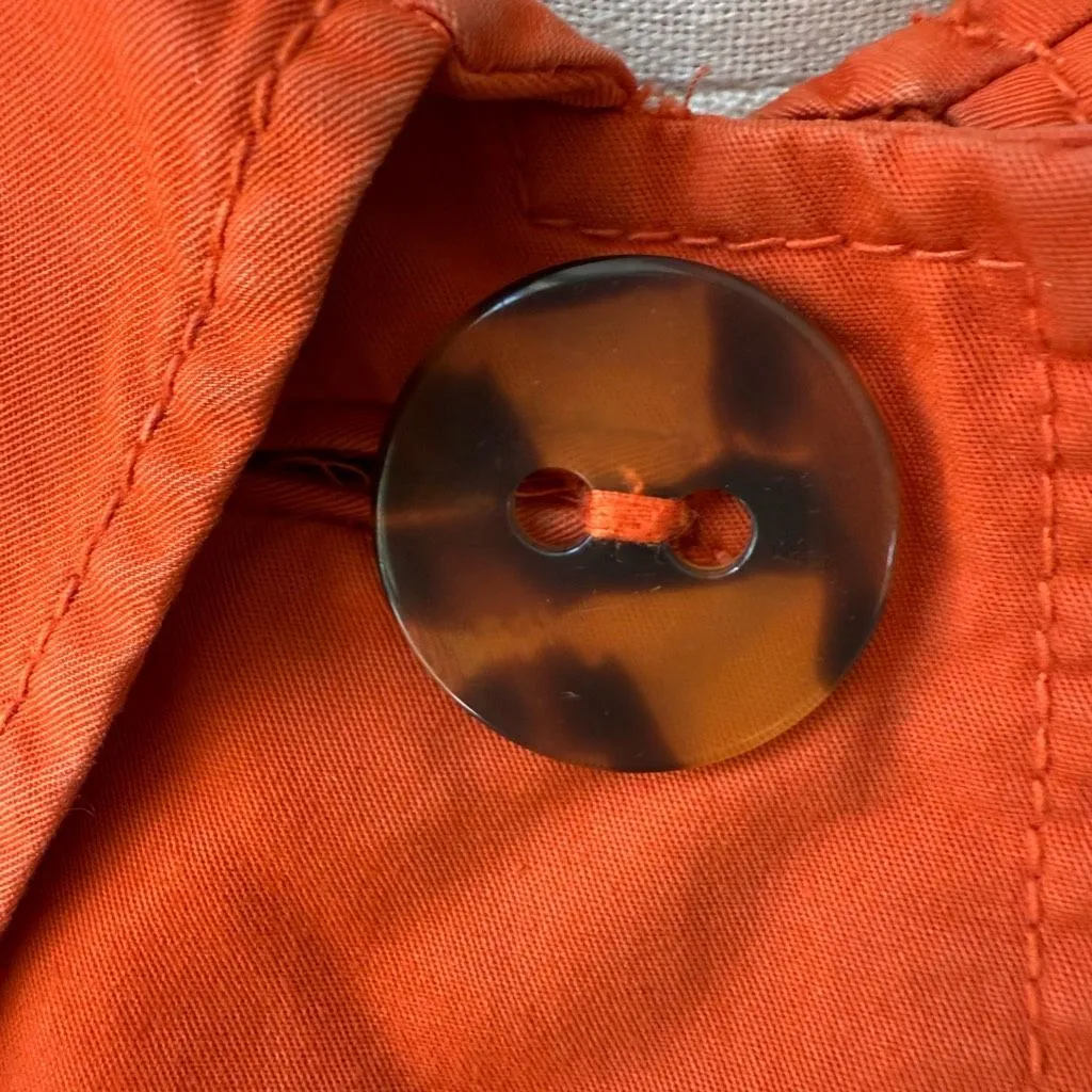 Anthropologie Elevenses Beltless Trench Jacket Orange Coat Tortoise Buttons 4 - Image 7
