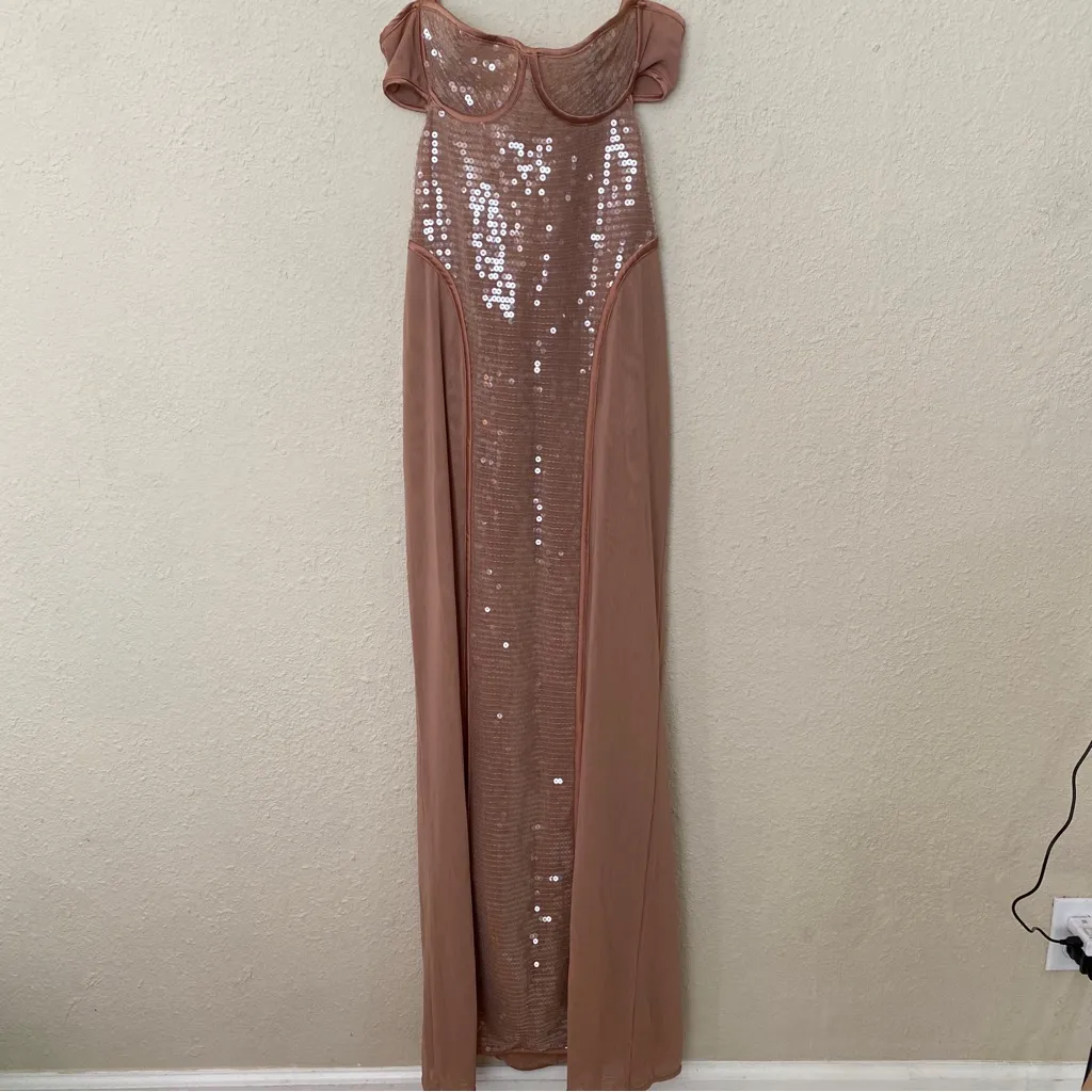 HOUSE OF CB 'Bonita' Cafe Au Lait Sequin‎ Maxi Dress NWOT size M - Image 16