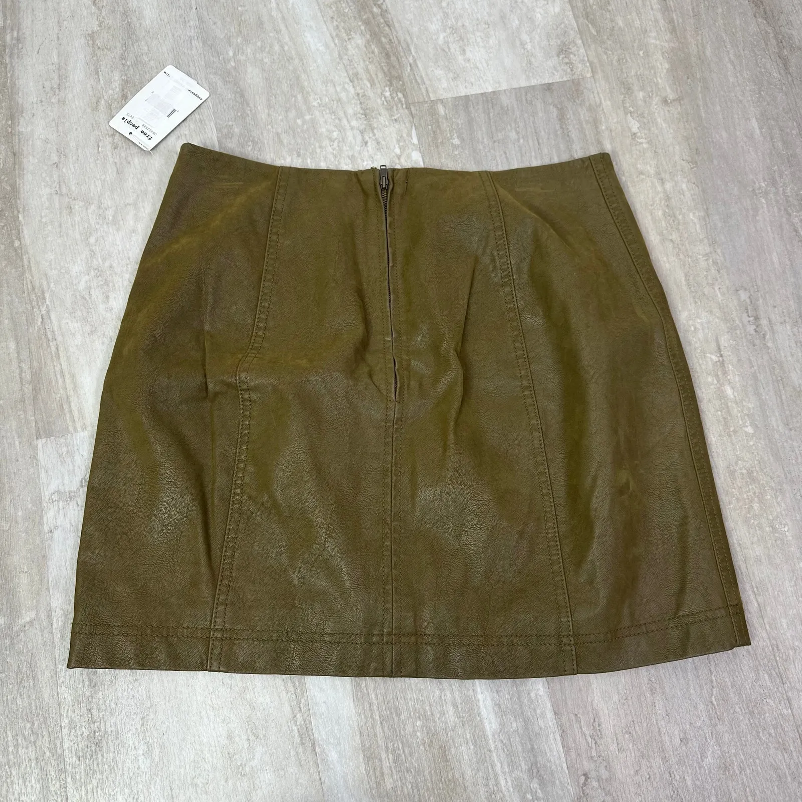 NEW Free People Faux Leather Mini Skirt Size 10 - Image 8
