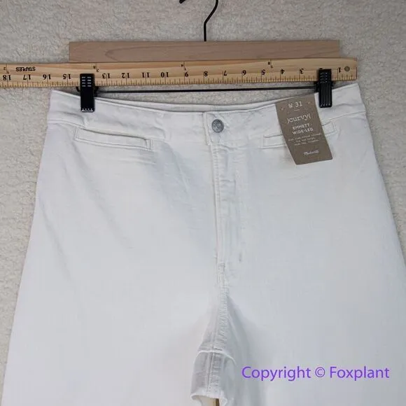 New! Madewell The Curvy Emmett Wide-Leg Jean in Tile White‎ , size 31 - Image 6