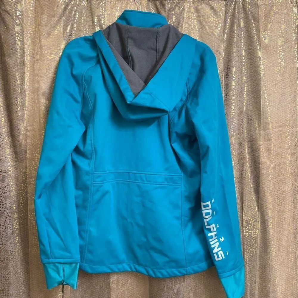 NFL Miami Dolphins Teal Soft Shell Light Hooded Zip Jacket Large NWT - Image 2