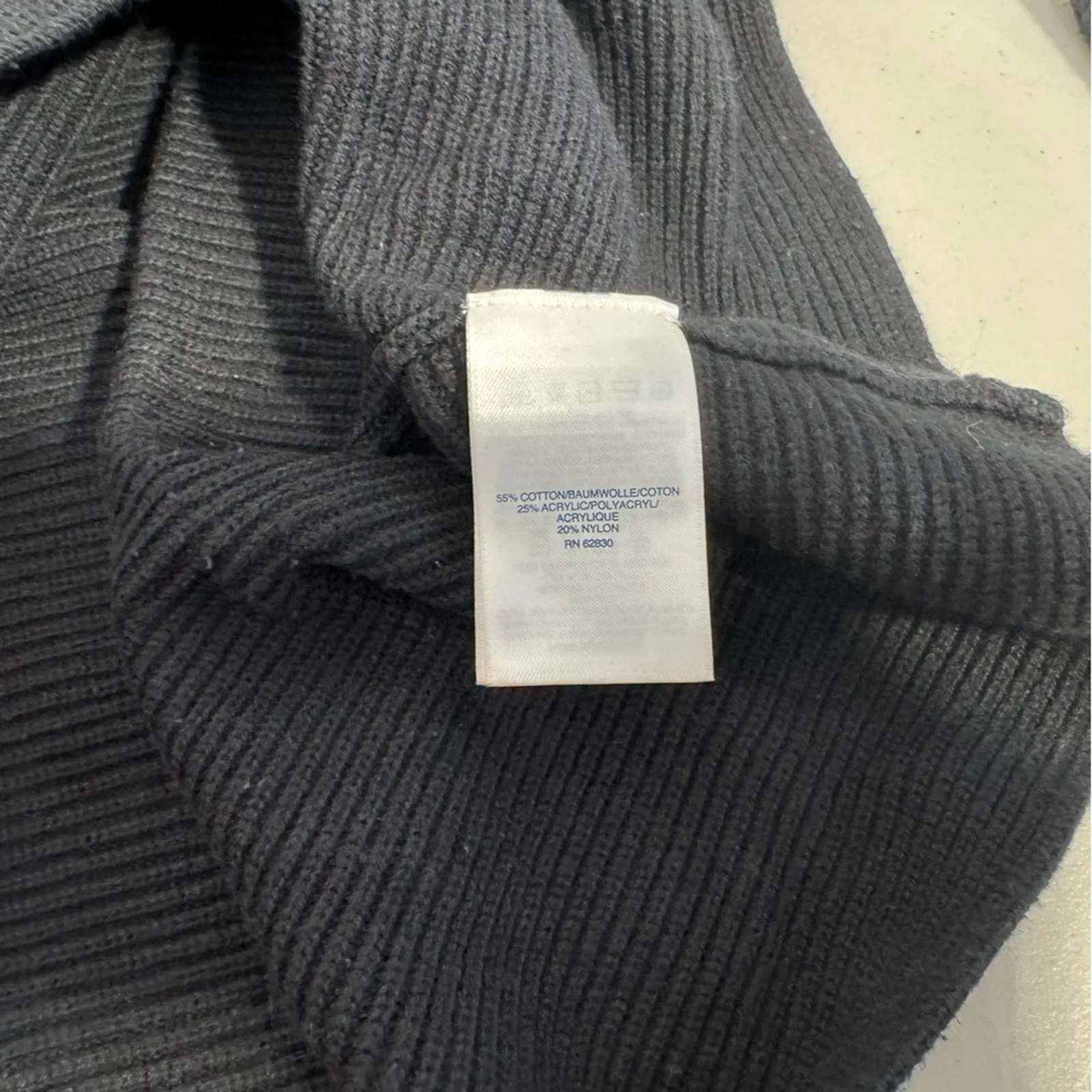 Land’s End Rib Knit Sweater Women’s Size Medium Cotton Blend Mock-Neck Black - Image 2