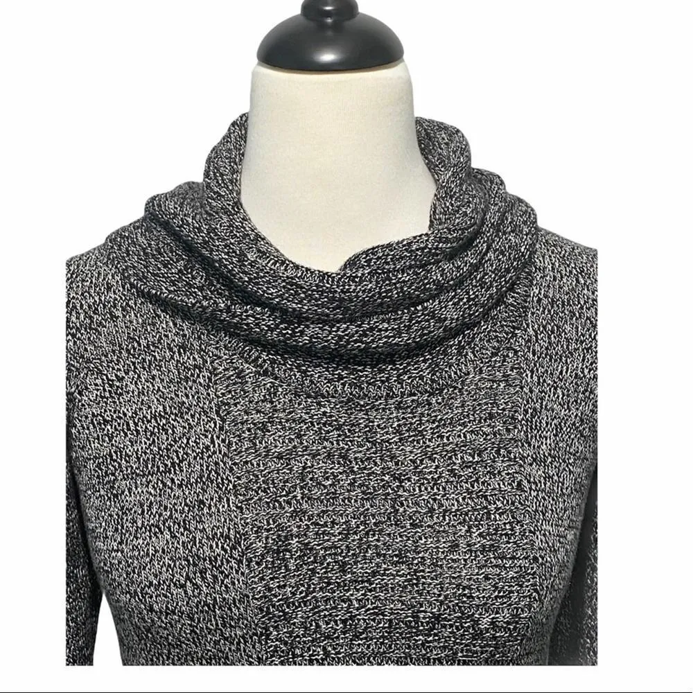 Calvin Klein‎ Cowl Neck Knit Sweater Pullover Rib Front Contrast Design Gray XS - Image 5