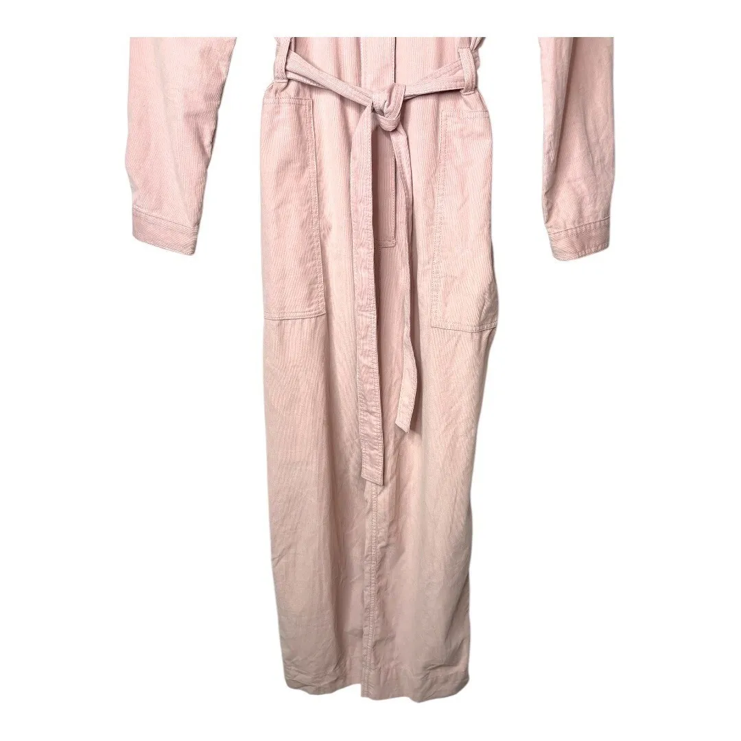 Madewell Pink Corduroy Belted Jumpsuit Coveralls‎ Long Sleeve Women Size 4 - Image 8