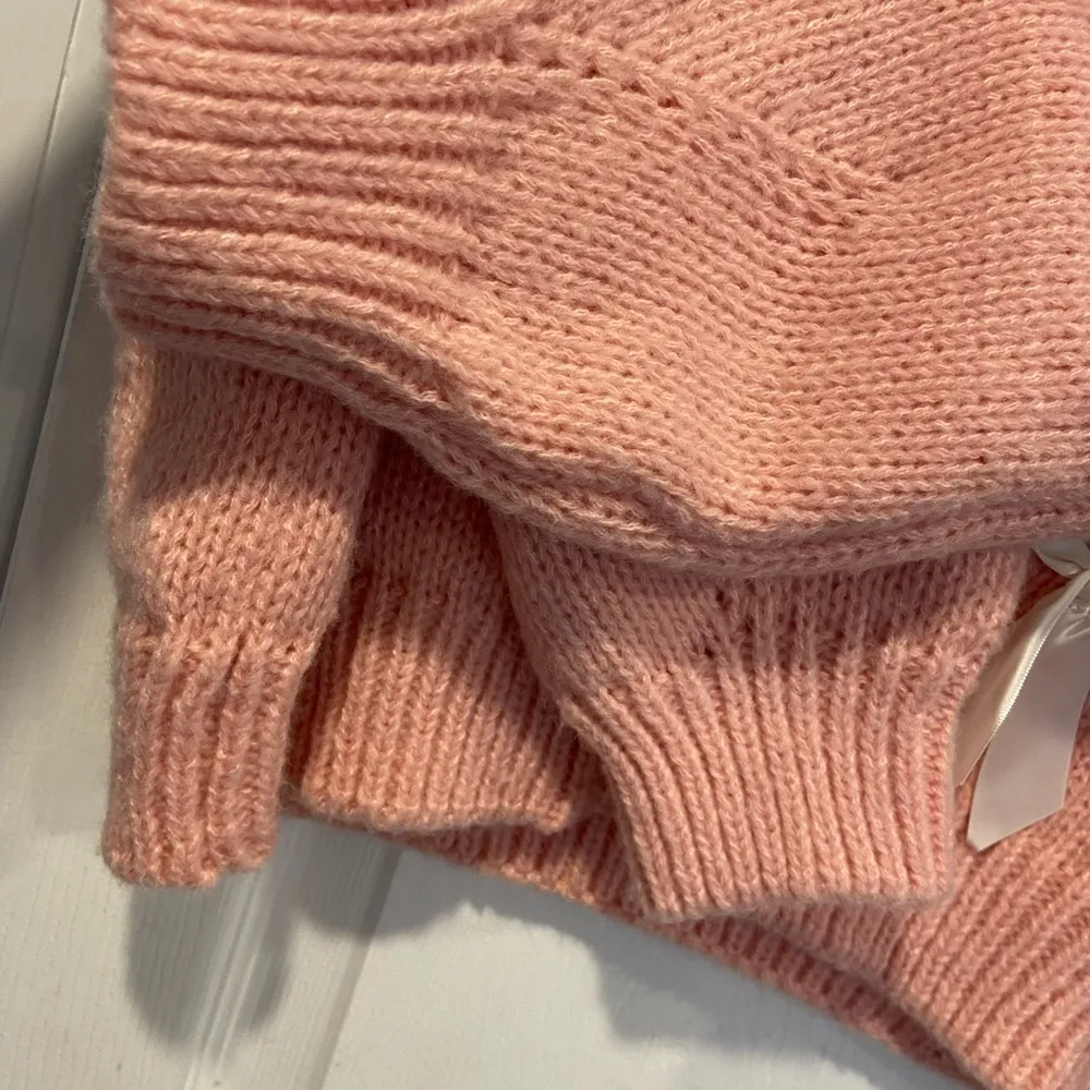 NWT Luna Ivy Anthropologie Size XS Pink Knit Cardigan Appliqué Ivory Satin Bows White - Image 10