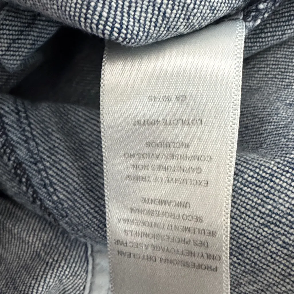 AMUR Sammy Denim Dress Size 6 Puff Sleeve Button Front Ruffle Blue - Image 14