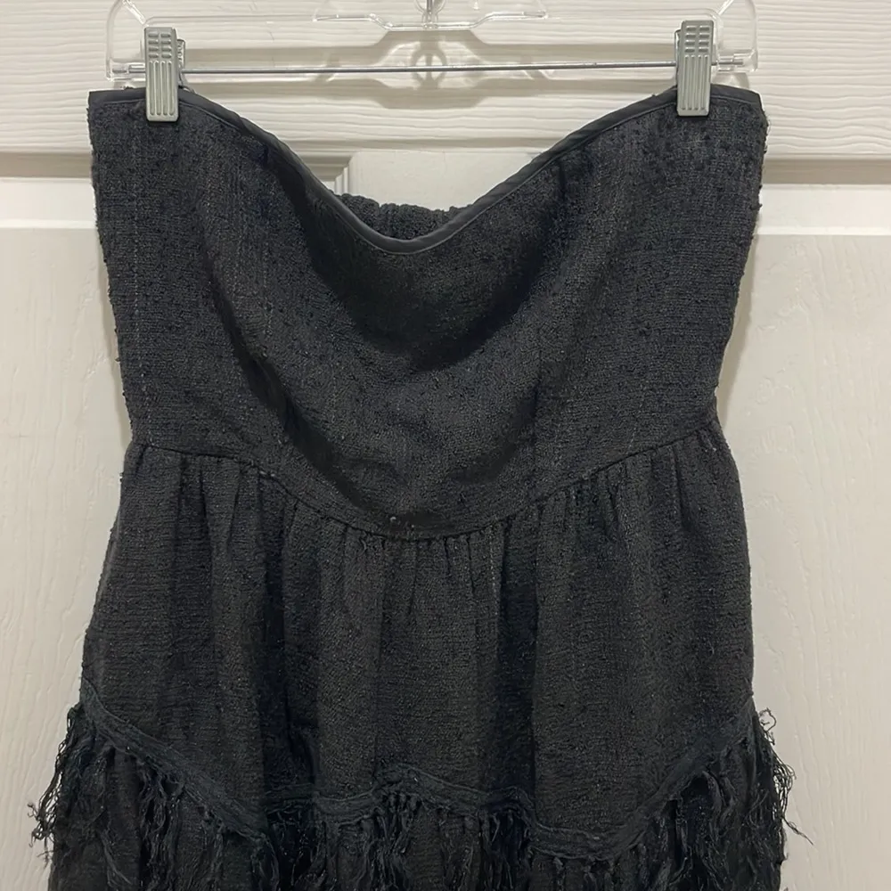 Billabong Designers Closet Black Strapless Fringe Tiered Mini Dress - Image 3