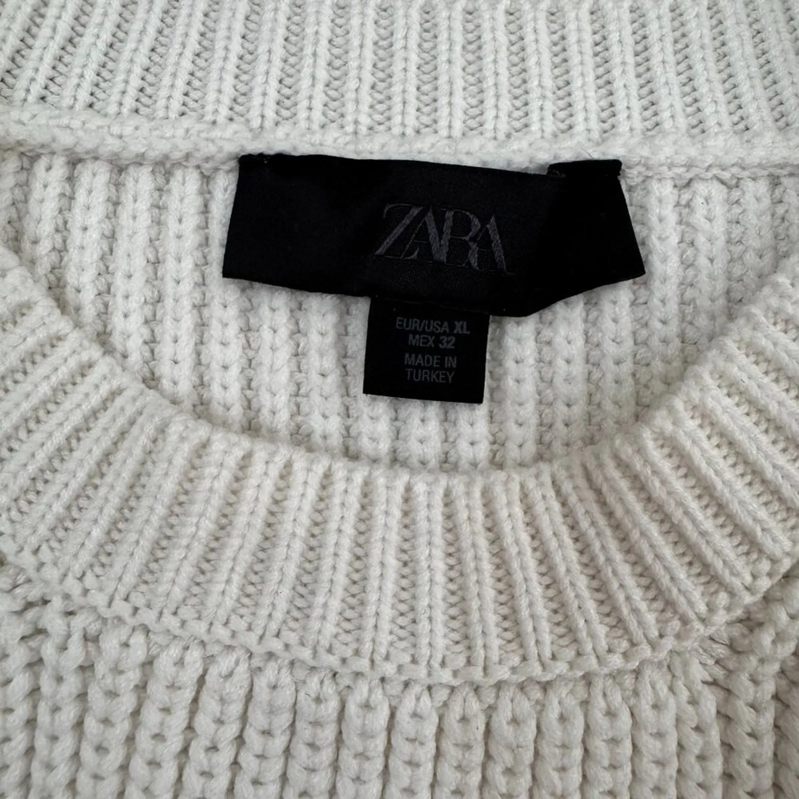 Zara Women’s White Knit Sweater XL - Image 2