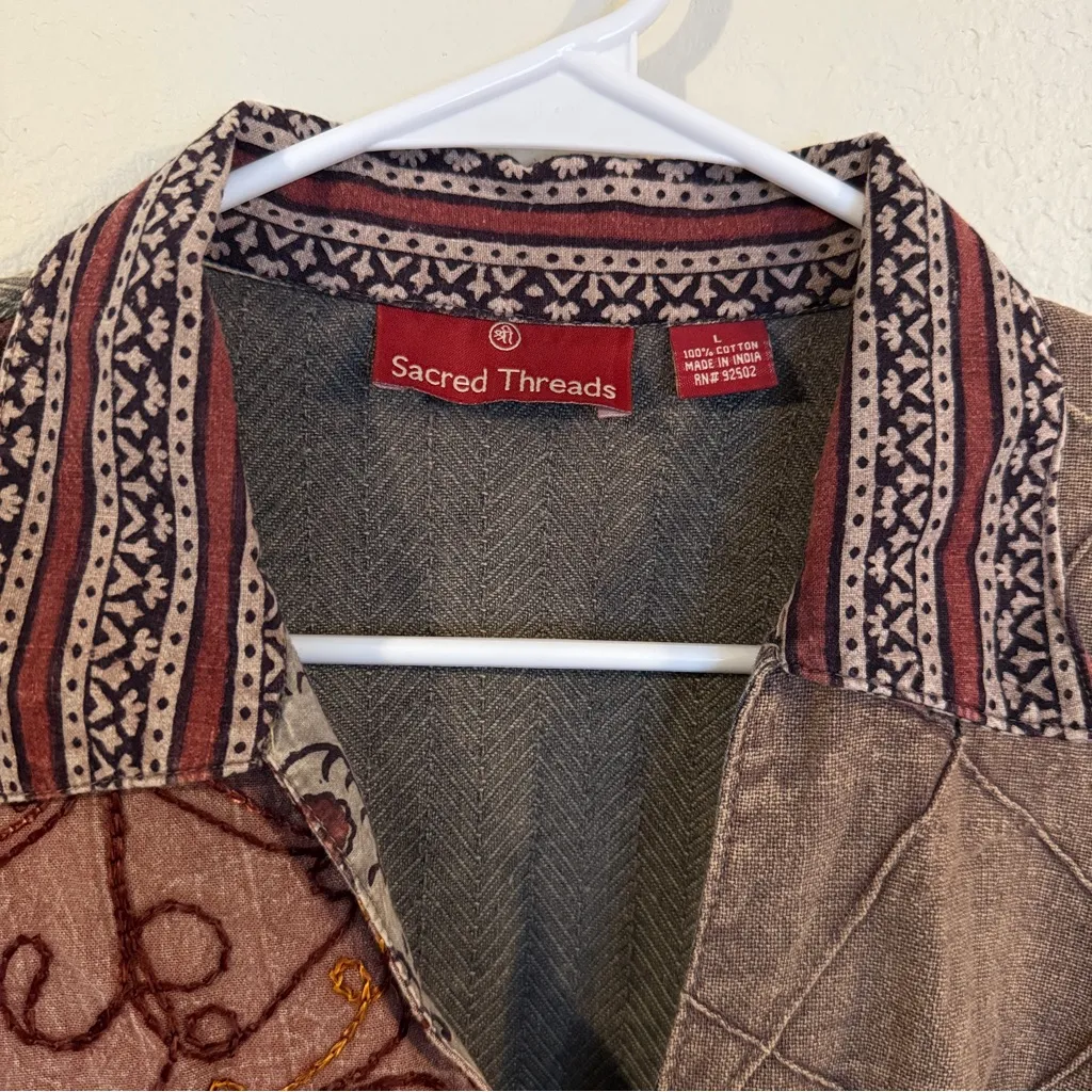 90's Patchwork Lightweight Jacket by Sacred Threads Women’s Size L - Image 4