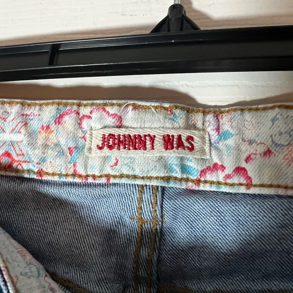 Johnny Was Boyfriend High Rise Distressed Straight Leg Jeans Size 30 Bohemian - Image 2
