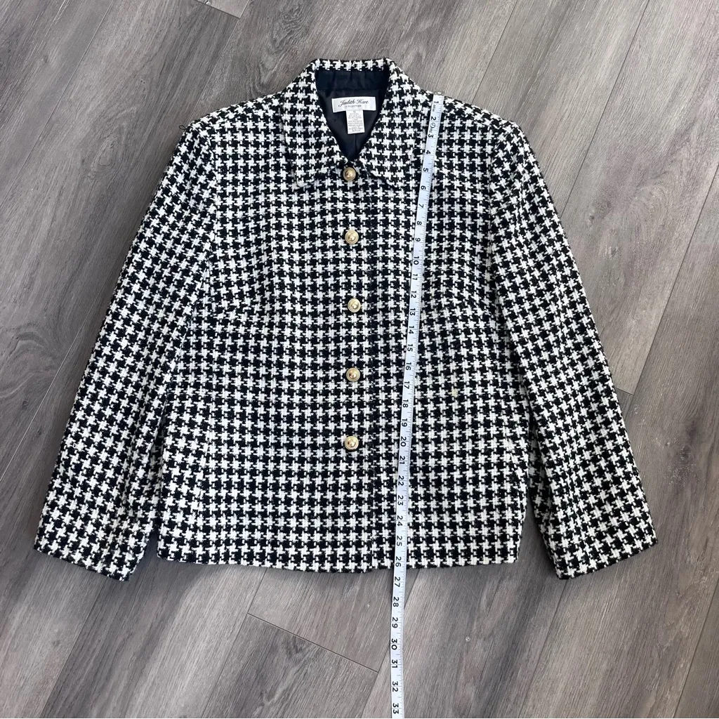 Vintage Judith Hart Blazer Jacket Houndstooth 16 Black - Image 8