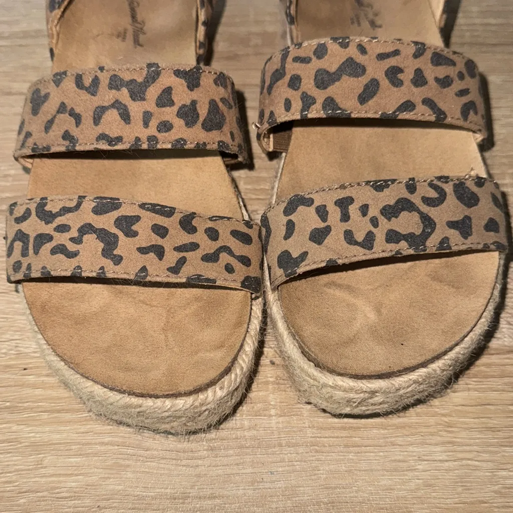 Leopard Print Sandals platform jute braided Univeral Thread 7 ankle strap - Image 4