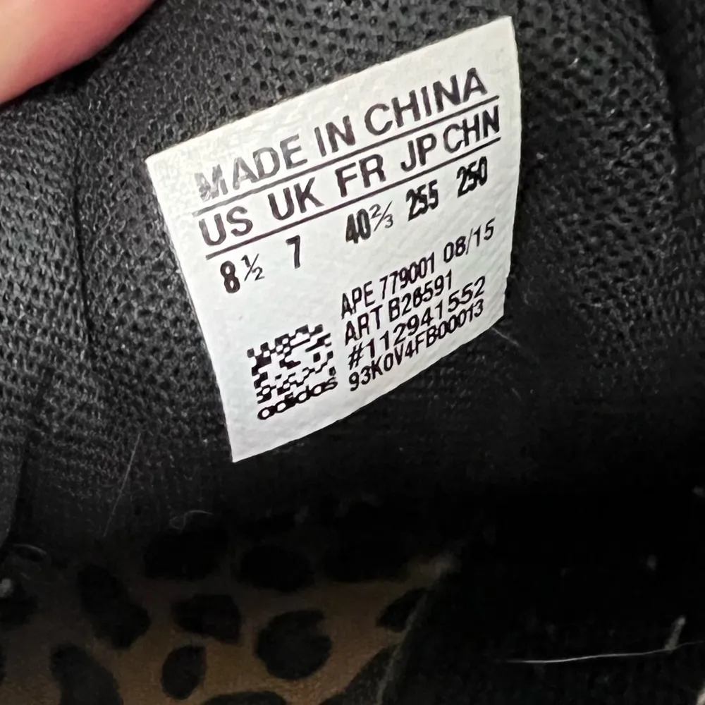 Adidas Stan Smith Black Leather & Leopard Print Sneakers Size 8.5 - Image 6