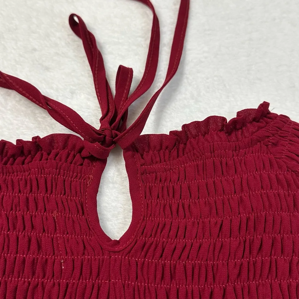 JessaKae Red Ruffled Midi Dress with Flutter Sleeves 100% Polyester Size undefined - Image 3