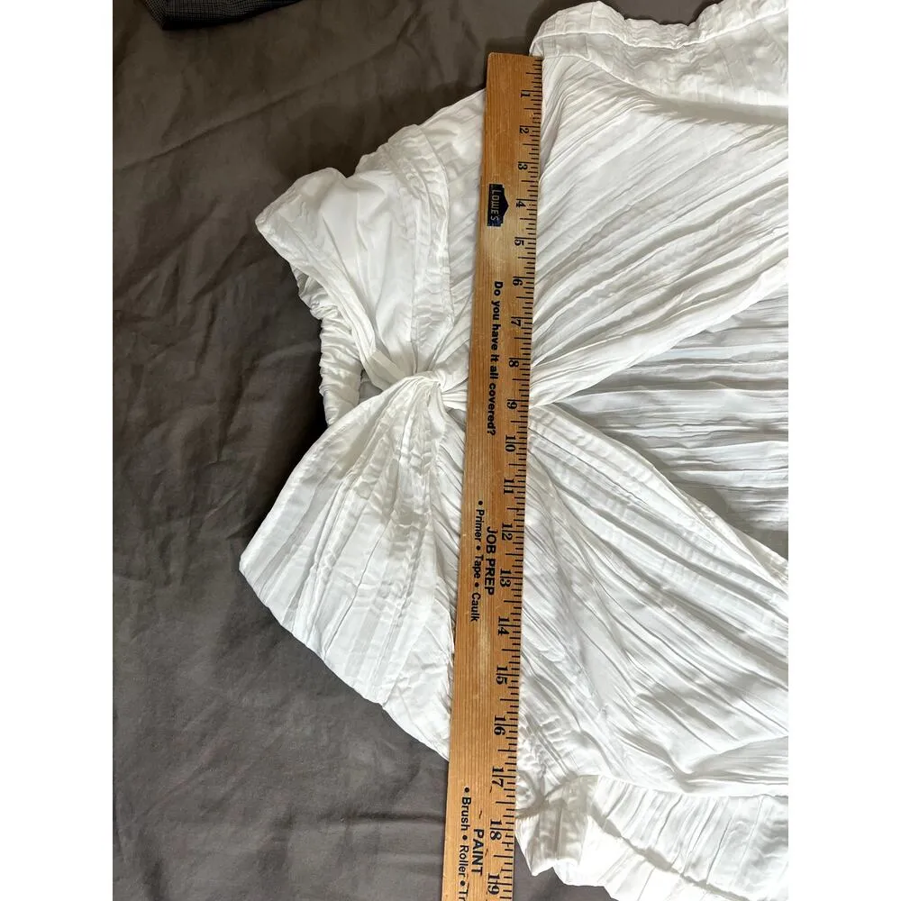 Urban Outfitters womens size M top white crinkle material crop cap sleeveWN - Image 3