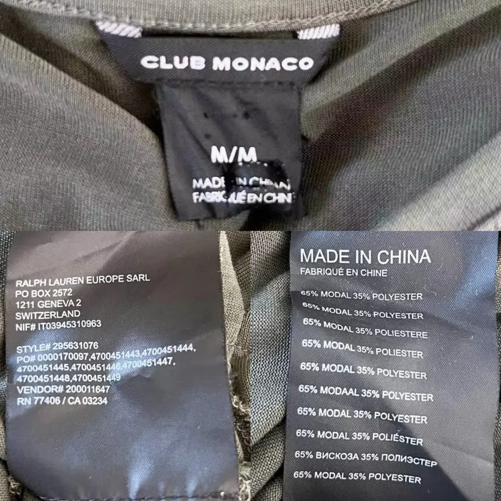 Club Monaco Top Medium Long Sleeve Olive Green Tee - Image 8