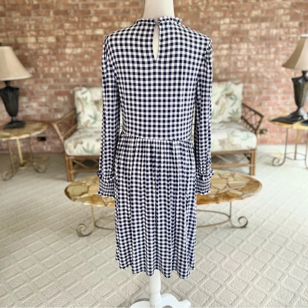 Draper James Kitty Dress Gingham Blue Long Sleeve A-line S Preppy Cottagecore - Image 9