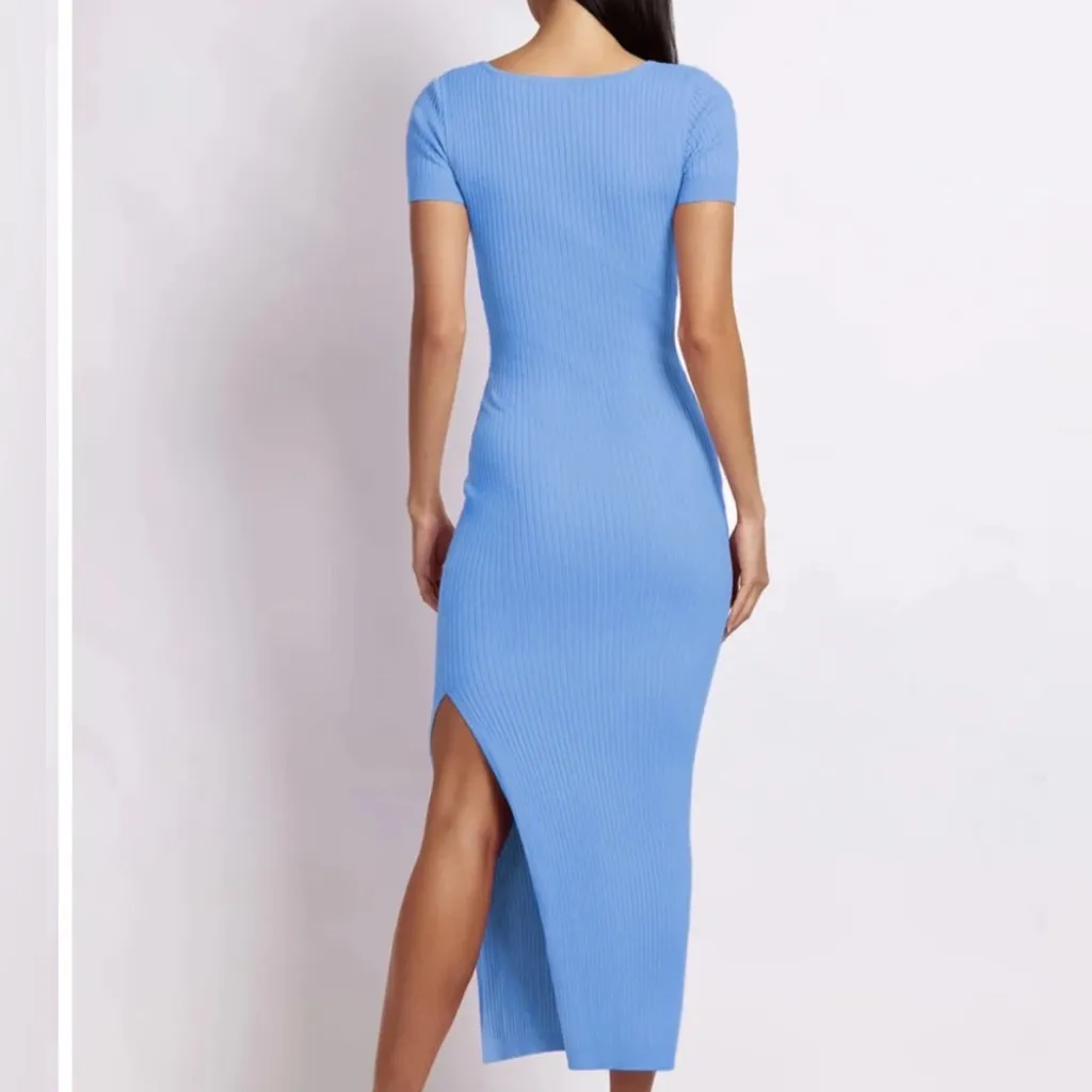 NWT Misha Collection Nina Ribbed Short Sleeve Midaxi Dress Heritage Blue - Image 2