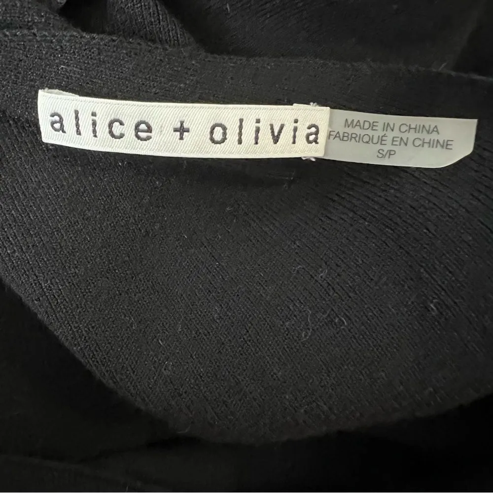 Alice + Olivia Black Drop Shoulder Tie Back Open Back Sweater Women’s Small - Image 8
