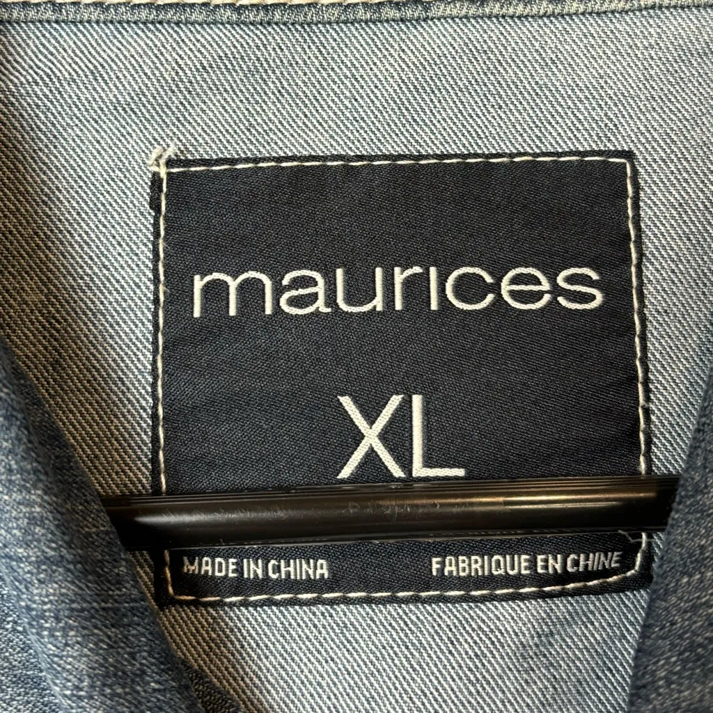 Maurice’s Woman’s Denim Long Sleeve Button Up Collared Autumn Jacket Size XL - Image 3
