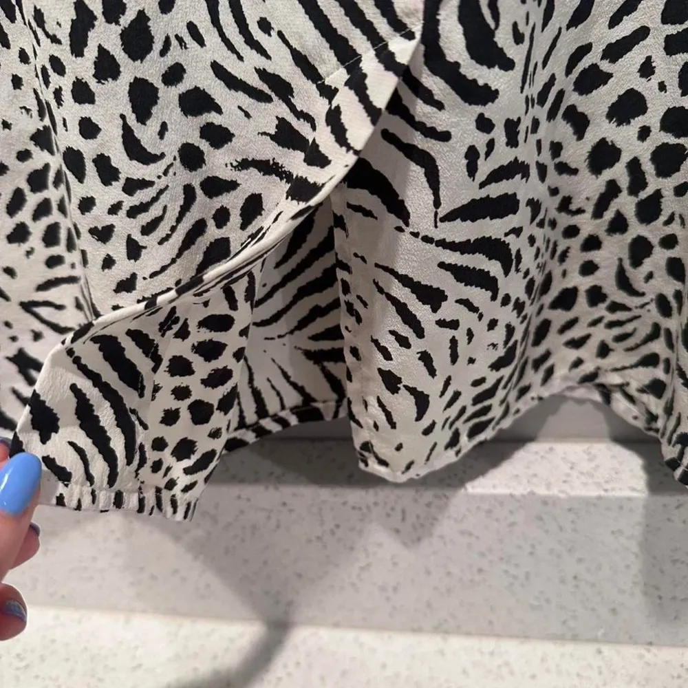 Vtg Emma James 100% Silk Black & White Animal‎ Print Sleeveless Dress Sz 14 - Image 5