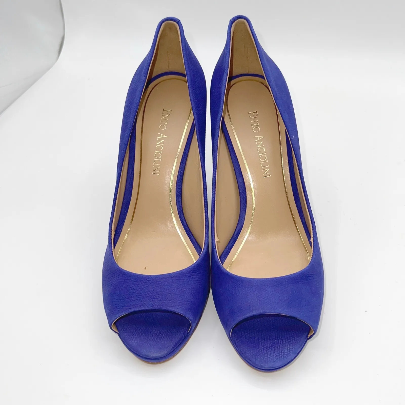 Enzo Angiolini Nolle Purple Suede Peep Toe Stiletto Heels Womens 6M Party Chic - Image 9