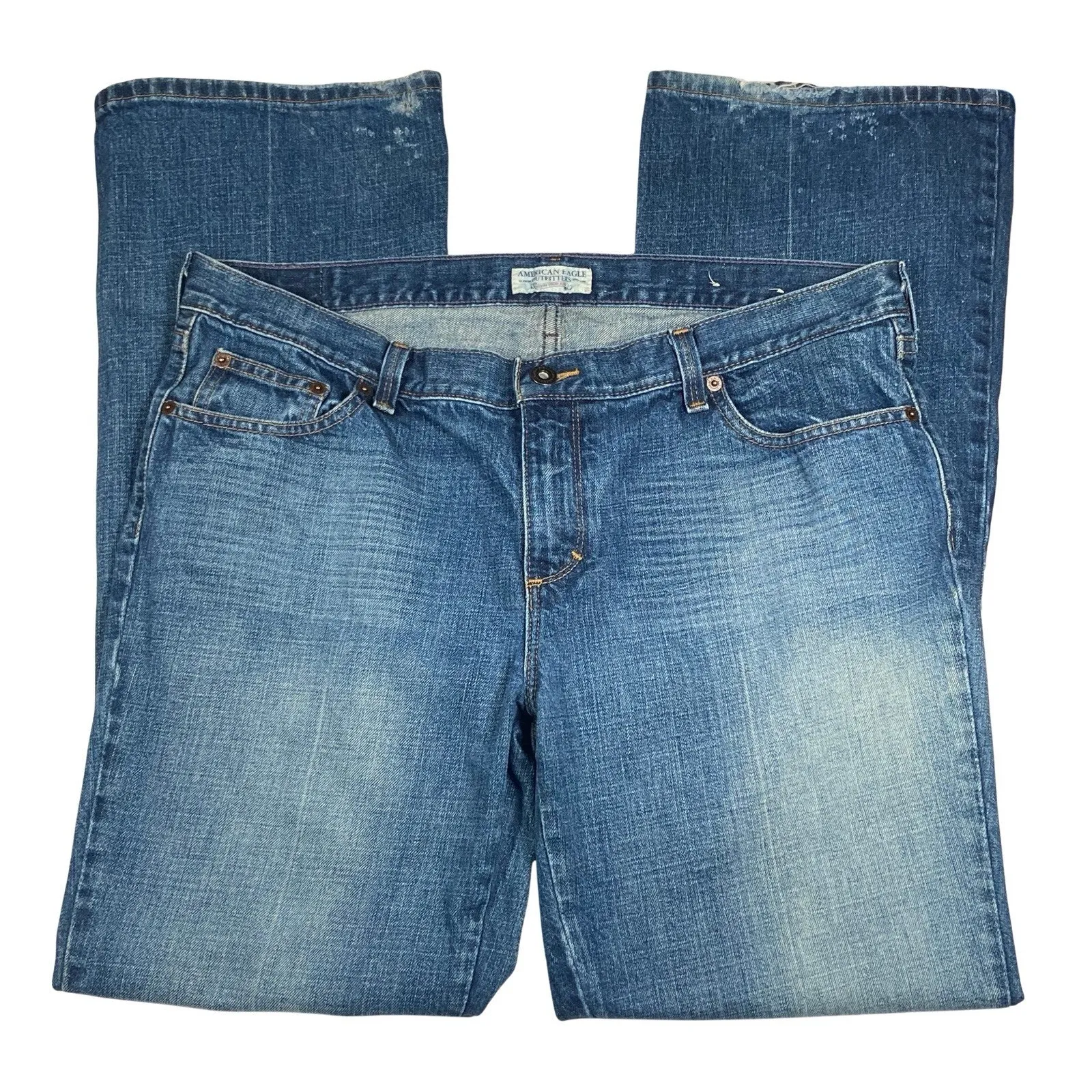 American Eagle Jeans Women 14 Regular 37x32 Boot Cut Hipster Fit Hem Wear - Image 2