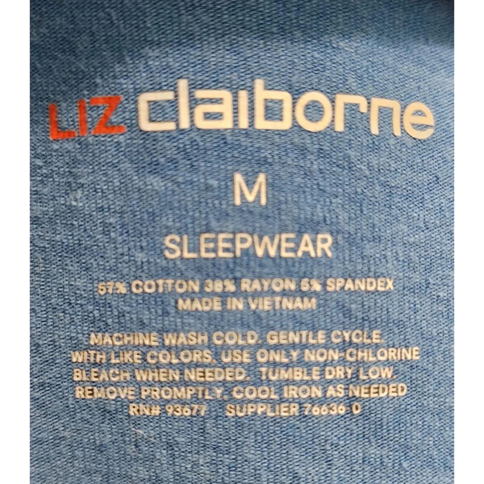 Liz Claiborne Sleepwear Top Keyhole Neck‎ Short Sleeve Blue Size M - Image 4