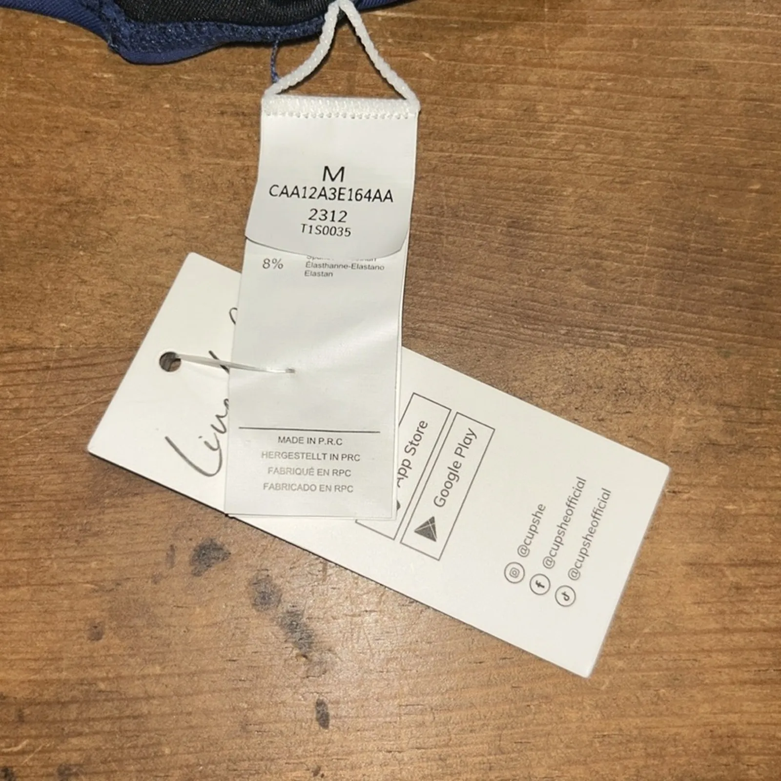 Woman’s Cupshe Longline V Neck Bikini Bralette Navy Blue Size Medium - Image 8