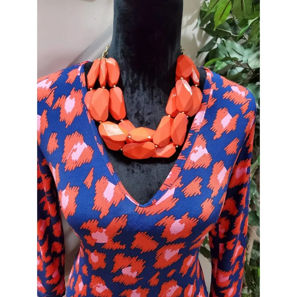 Macbeth Collection Womens Blue Polyester V-Neck Long Sleeve Knee Length Dress S - Image 11