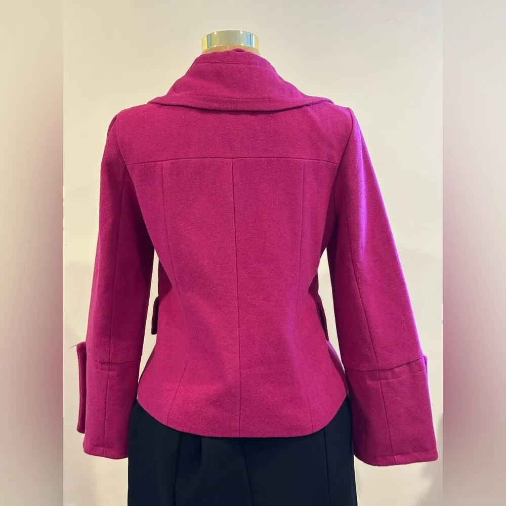 Metrostyle Pink Pea Coat. Doublee Breasted. Large Cuffed & Buttons Sleeve Sz 8 - Image 3