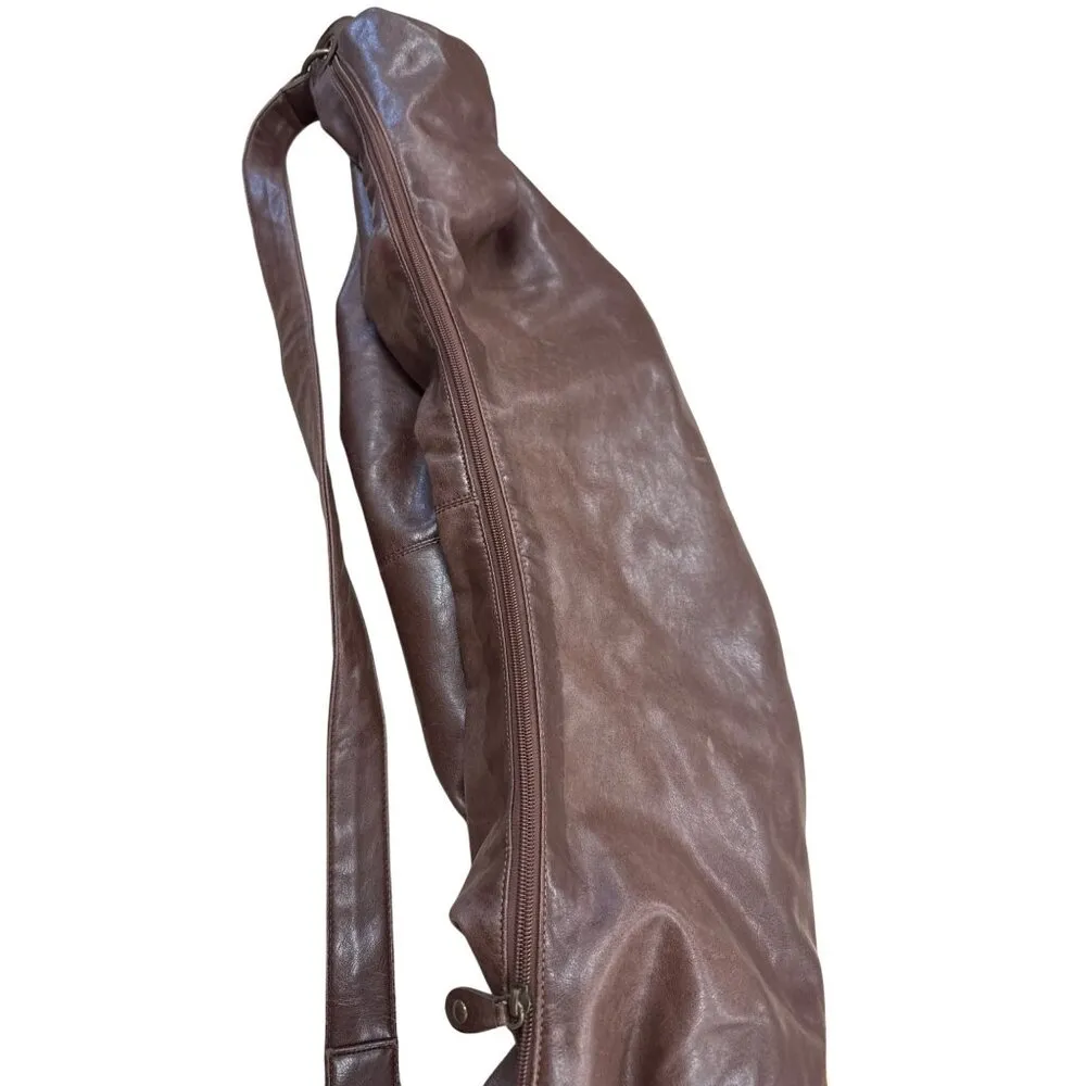 Vintage Brown Leather Studded Hobo Shoulder Bag With Brass Accents SKU 7231 - Image 11