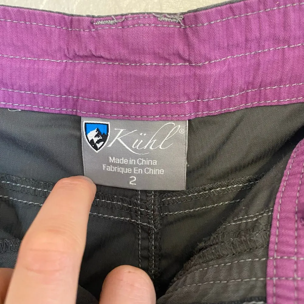 Womens Sz 2 Embroidered Capri Pant Outdoor Hiking Gorpcore Goth Grey Y2K - Image 4